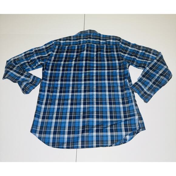 Bugatchi Shirt Mens Size L Blue Plaid Shaped Fit Button Up Long Sleeve - Picture 2 of 12